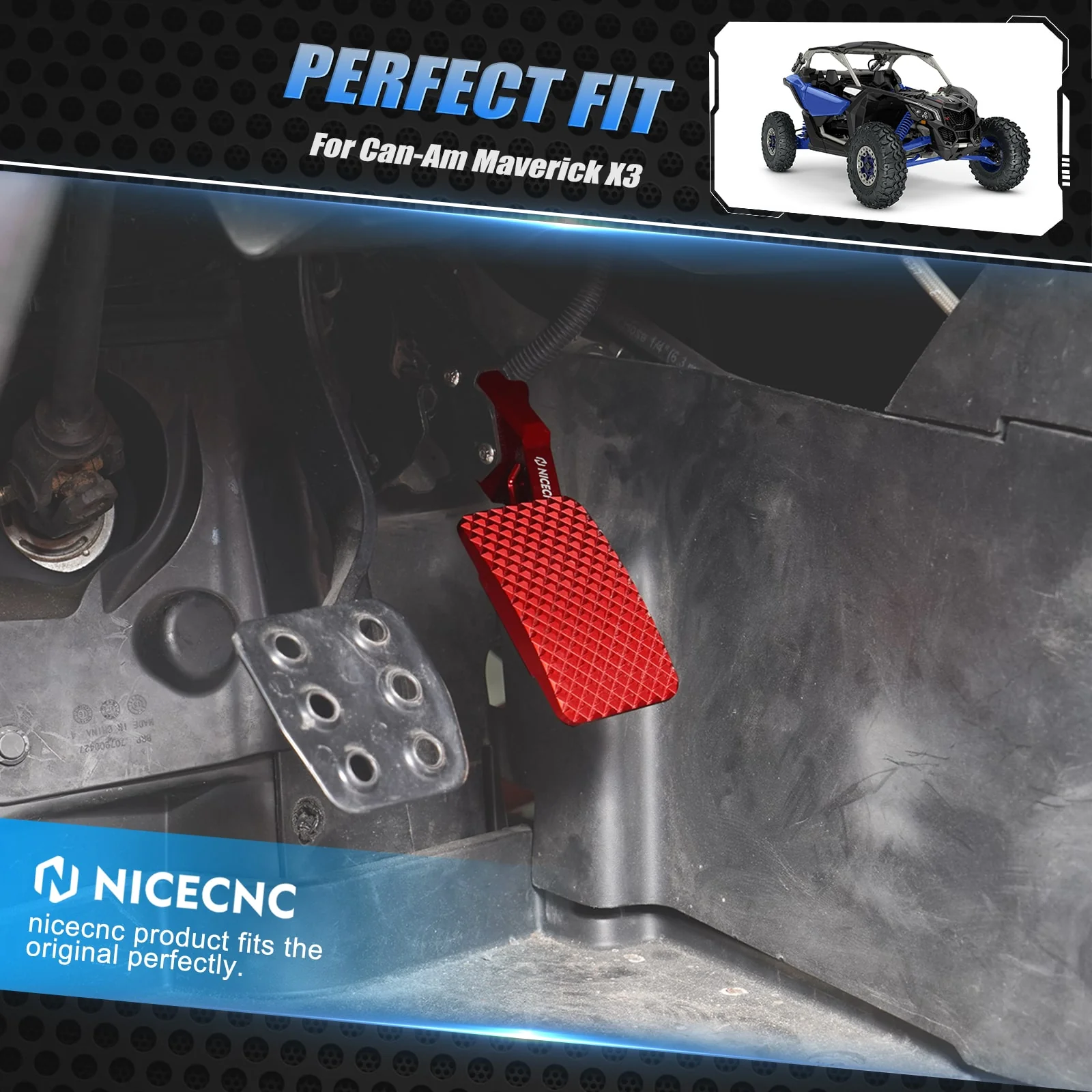 UTV Brake + Gas Pedal Extender Extension Kit For Can-Am X3 2017-2023 - Image 13