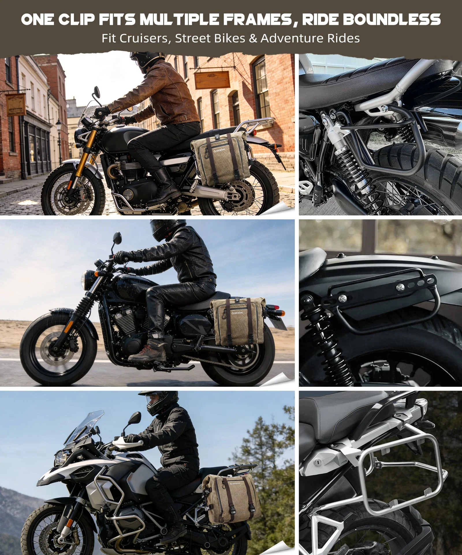 Cotton Canvas 30L Motorcycle Rear Luggage Pannier Rack Saddle Bag Waterproof - Image 5
