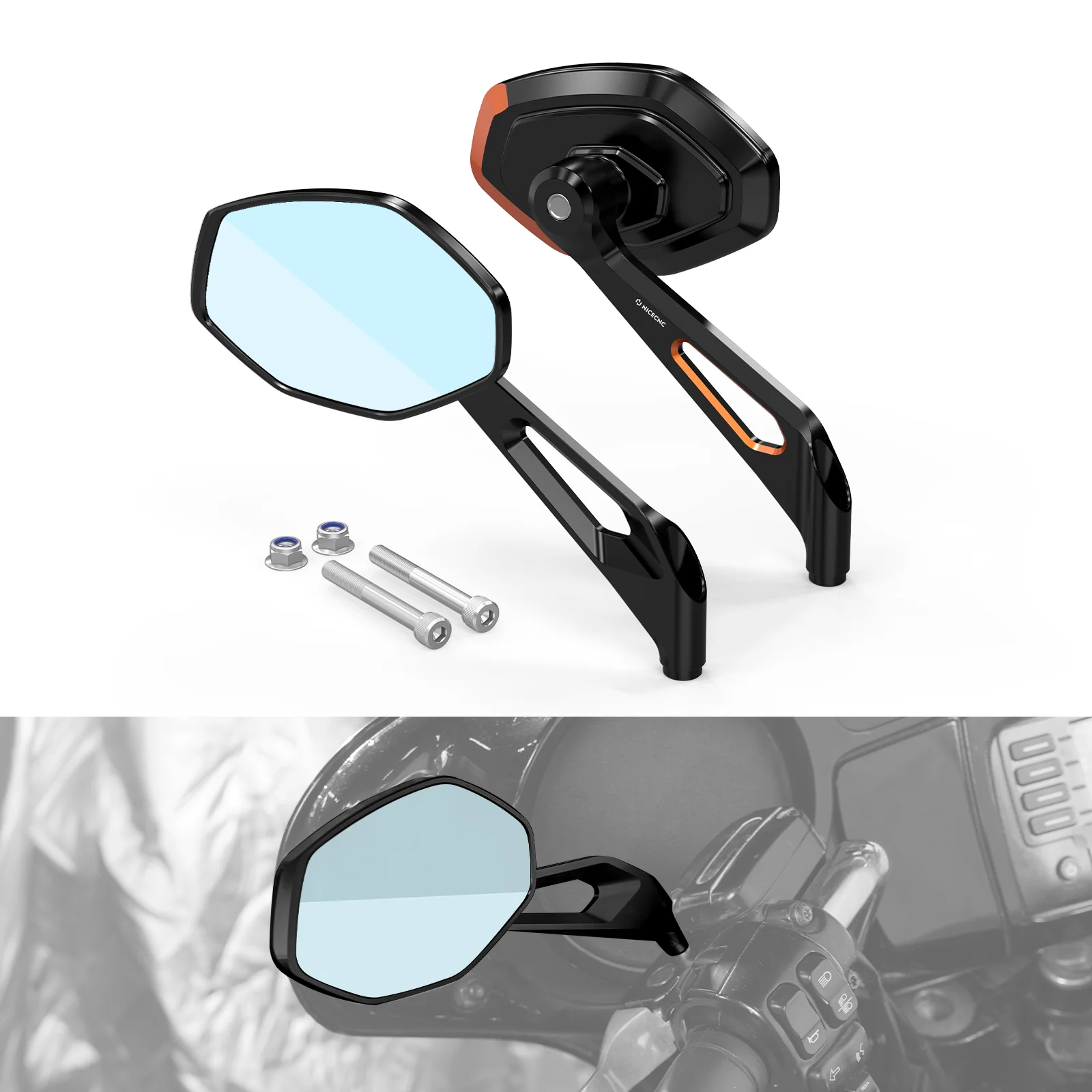 Convex Rear View Mirrors Kit For Harley Road King Tri Electra Street Glide Ultra Limited - Image 5